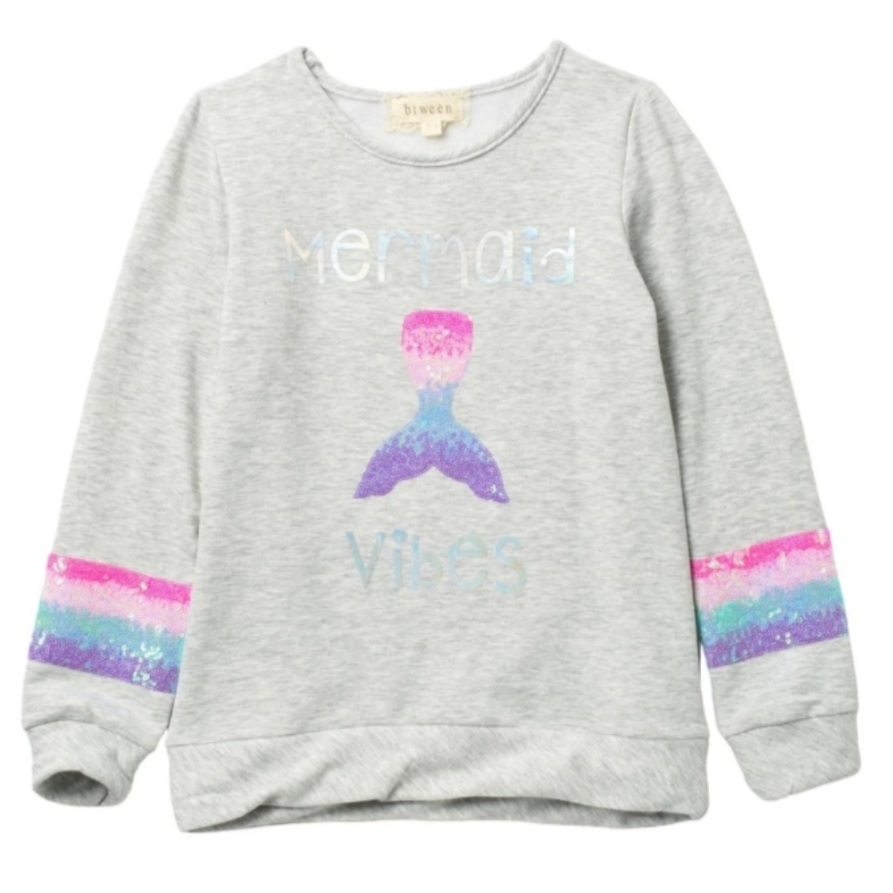 Btween Brushed Fleece Mermaid Vibes Sequin Top
